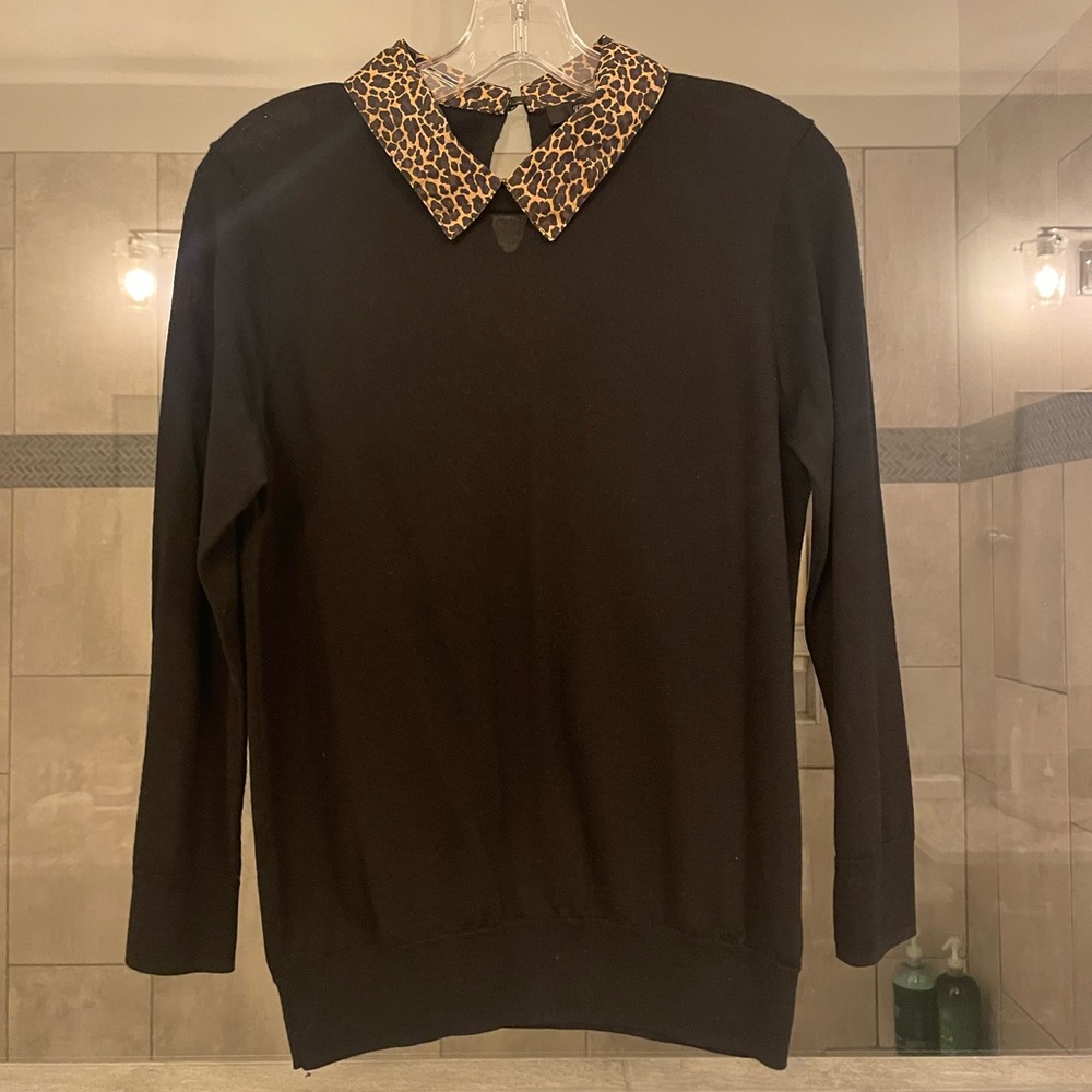 J. Crew Black Crew Neck Sweater with Chic Design - Picture 2 of 4